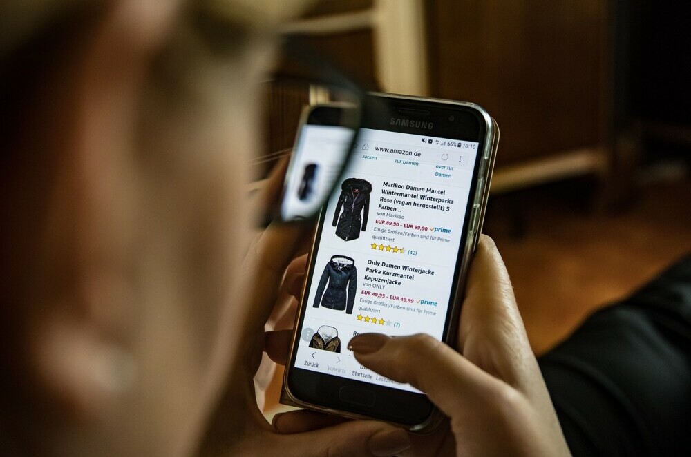 A woman shopping online